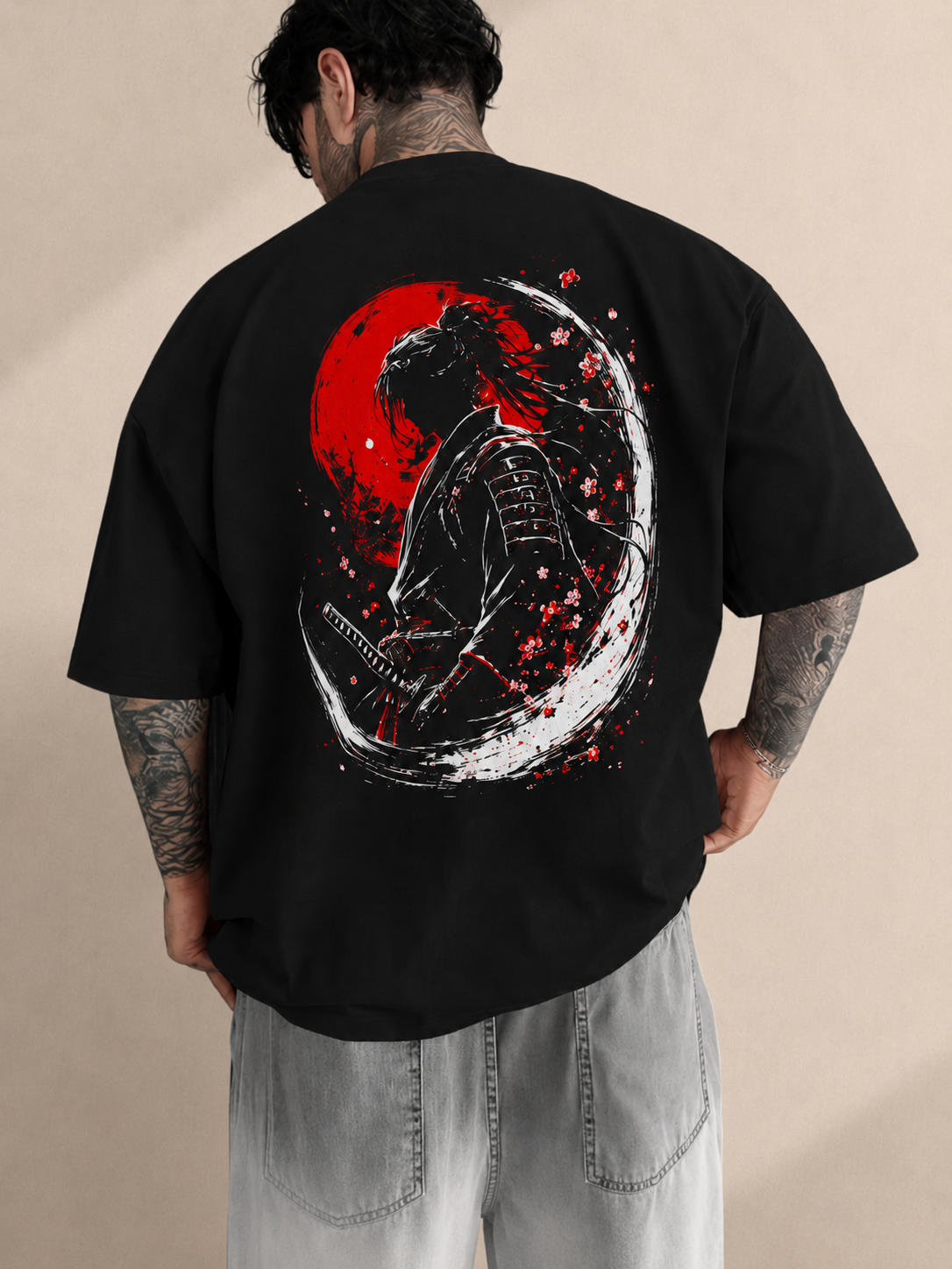 Playera Yang negro, vista trasera