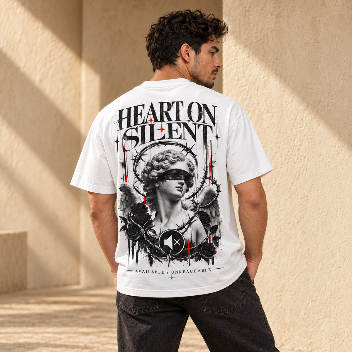 Heart on Silent · YOUR ONLY STYLE FUCK BOY, playera blanca, espalda
