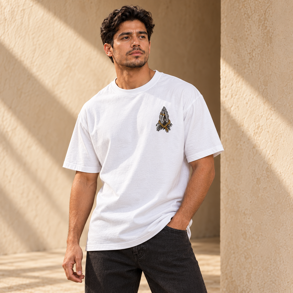 Mano Calaca Money · YOUR ONLY STYLE FUCK BOY, playera blanca, frente