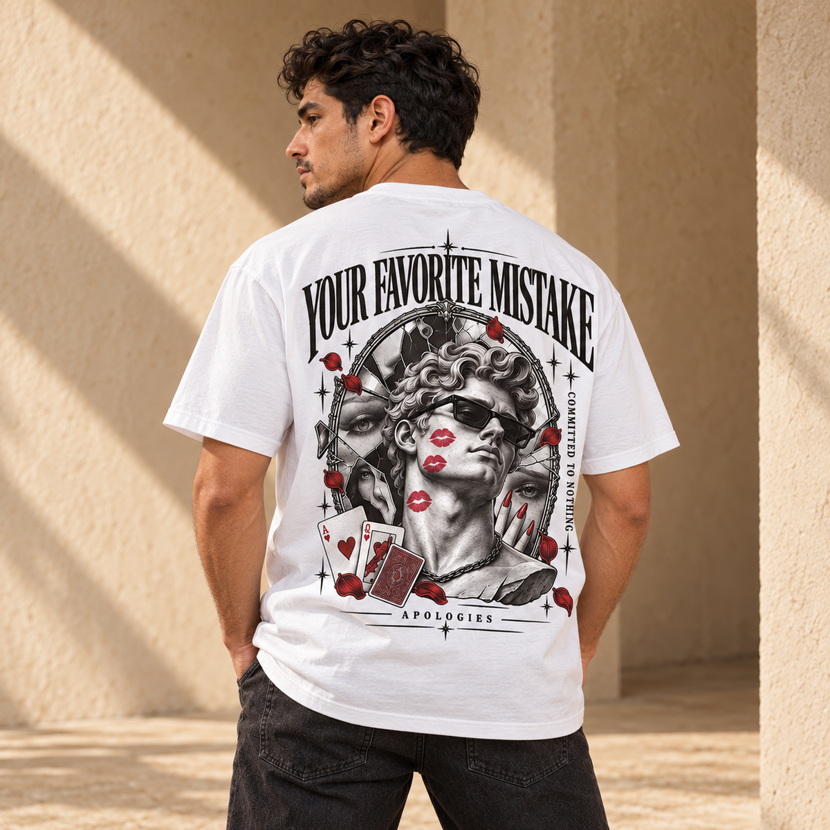 Papucho · YOUR ONLY STYLE FUCK BOY, playera blanca, espalda